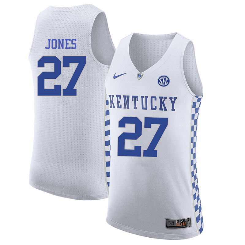 Men Kentucky Wildcats #27 Wallace Jones College Basketball Jerseys-White
